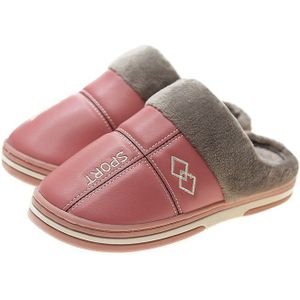 Qutaa Pu Leer Vrouwen Slippers Mode Ronde Neus Schoenen Vierkante Hak Bont Warm Houden Dames Schoenen Maat 34-43