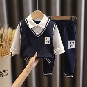 Baby Herfst Lente College Stijl Jongen Kleding Set 2 Stuks Meisje Trui Outfits Mode Katoen Lange Mouw Tops Broek Bebes kleding