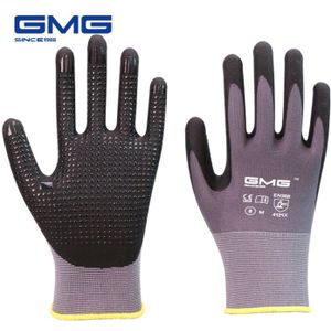 Werk Handschoenen Gmg Nylon Spandex Ce Gecertificeerd EN388 Microfijne Schuim Nitril Handschoenen Dots Veiligheid Werken Handschoenen Vrouwen