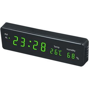 Elektronische LED Muur Horloge Decor EU Plug Digitale Wandklok Grote LED Tijd Kalender Temperatuur Vochtigheid Display Bureau Tafel Klokken