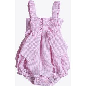 Pudcoco Pasgeboren Baby Meisje Kleding Zomer Mouwloze Strap Gestreepte Ruffle Strik Romper Jumpsuit Een Stuk Outfit Sunsuit