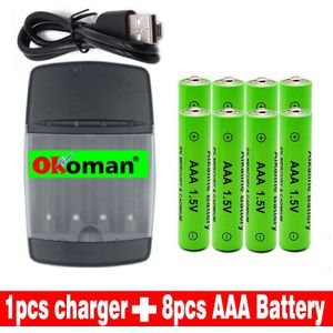 Aaa 2100 Mah 1.5V Alkaline Oplaadbare Batterij Voor Led Licht Elektrische Speelgoed Batterij En Vier-Slot Alkaline Batterij lader