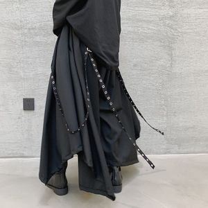 Heren Singels Dark Black Wijde Broek Mannen En Vrouwen Japanse Hip-Hop Streetwear Punk Gothic hoge Rok Broek