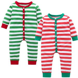Christmas Baby Boy Meisje Gestreepte Pyjama Katoen Lange Mouw Romper Jumpsuit Nachtkleding
