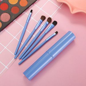 Zzdog 5Pcs Marmer Reizen Mini Draagbare Oogschaduw Borstels Set Make-Up Borstel Met Organizer Professionele Paard-Haar Beauty Tools
