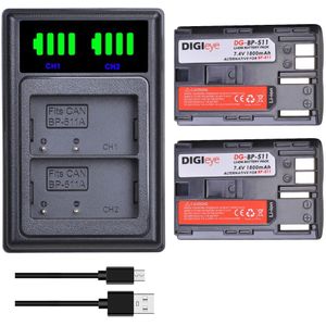 4X BP-511A BP-511 Bp 511 Bp 511A BP511 BP511A Batterij + Led Usb Dual Charger Voor Canon Eos 40D 300D 5D 20D 30D 50D 10D D60 G6