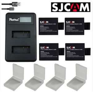 4x Sj 4000 Batterij + LCD Dual Charger voor SJCAM 4000 wifi sj 7000 SJ4000 SJ5000 Sj6000 Sj7000 Sj8000 Sj9000 m10 EKEN 4k wi fi