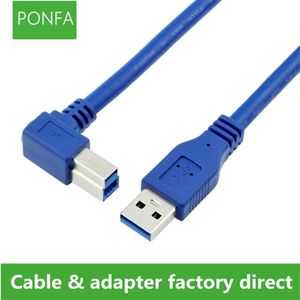 90 graden Haakse USB 3.0 A Male AM naar USB 3.0 B Type Man BM USB3.0 Kabel 0.6 m 1 m 1.8 m 2FT 3FT 6FT Voor printer scanner HDD