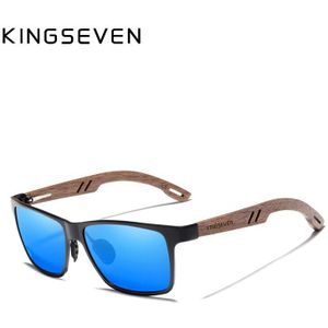 KINGSEVEN 100% Gepolariseerde Vintage Mannen Houten Zonnebril Hout UV400 Bescherming Mode Vierkante zonnebril Vrouwen Gafas De sol