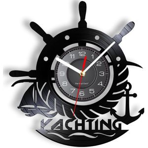 Nautische Anker Zeilers 3D Vinyl Record Horloge Yachtsman Led Wandlamp Woonkamer Decoratie Zeegezicht