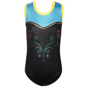 Baohulu Meisjes Mouwloze Patchwork Maillots Voor Gymnastiek Kids Kind Pailletten Bloem Sport Tank Dans Kostuum Blauw