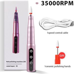 Elektrische Nail Boor 35000 Rpm Manicure Set Draagbare Draadloze Efile Voor Acryl Oplaadbare Nail Boor Freesmachine Voor Salon