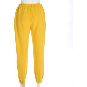 Cool Vrouwen Hoge Taille Broek Effen Geel Losse Joggers Vrouwelijke Broek Herfst Winter Track Broek Punk Capri Grijs Geel