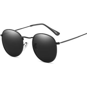 Klassieke Vintage Ronde Gepolariseerde Zonnebril Mannen Vissen Polaroid Zonnebril Vrouwen Metalen Frame Zwart Lens Brillen Rijden Bril