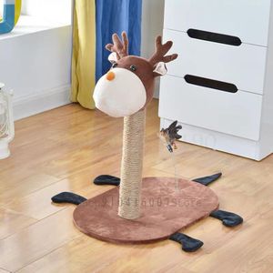 Massief Houten Kat Klimrek Leuke Elanden Vorm Krabpaal Kat Nest Alle-In-een Kat Speelgoed Sisal grab Board Kat Springen Platform