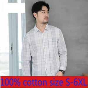 Mode Lente 100% Katoen Grote Streep Plaid Lange Mouwen Men Casual Shirts Plus Size Sml Xl 2XL 3XL 4XL 5XL 6XL