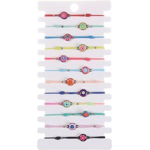 12 Stks/set Handgemaakte Geweven Touw Ketting Armband Set Rainbow Bridge Gedrukt Charms Armbanden Voor Vrouwen Mode-sieraden