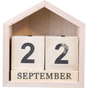 Houten Perpetual Kalender Leren Countdown Retro Rustieke Woonkamer Decoratie Diy Jaarlijks Planner Kalender