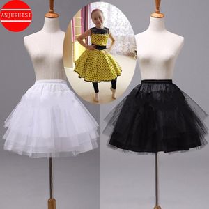 Bloem Meisjes Onderrok Cosplay Party Korte Jurk Petticoat Lolita Ballet Tutu Rok Wit/Zwart 3 Lagen Halka Doen Sukni