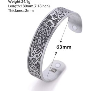 Likgreat Metalen Gegraveerde Franse Caroline Dynastie Kruis Armband Vrouwen Mannen Amulet Sieraden Celtics Knoop Magnetische Manchet Armband