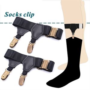 EEN Paar Mannelijke Bretels Shirt Blijft Garter Voor Sokken Dubbele Clip-on Elastische Verstelbare Nylon Antislip Bretels voor Socking