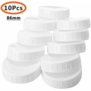 10 Stuks Plastic Opslag Caps Deksels Geribbeld Voor Standaard Regelmatige Mond Mason Jar Fles
