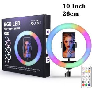 Fotografie Led Selfie Rgb Ring Licht 26Cm Met Statief Traploze Verlichting Dimbare Met Cradle Hoofd Voor Make Video Live studio