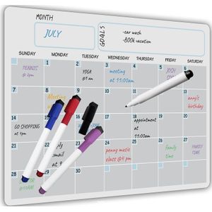 A3 Magnetische Whiteboard Droge Wissen Kalender Set Whiteboard Wekelijkse Planner Voor Koelkast Koelkast Keuken Thuis 17X12 Inch