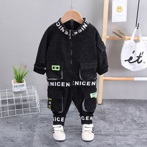 Kinderen Lente Herfst Baby Boy Kleding Streep Brief Rits Jas Broek 2 Stks/sets Sport Outfit Kids Peuter Casual Trainingspakken