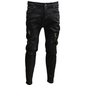 Mode Mannen Jeans Ripped Slim Fit Black Stretch Potlood Broek Voor Cowboys Kleding PSMJ69