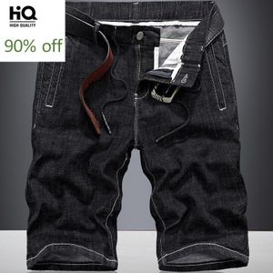 Mannen Jeans Shorts Tiener Koreaanse Slim Fit Rits Knie Lengte Shorts Homme Zomer Zwart Straight Leg Broek Plus maat 40