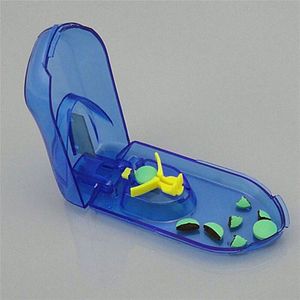 Praktische Snijden Doos Snijden Apparaat Ouderen Handige Geneeskunde Apparaat Blauw Transparant Plastic Pillendoosje Geïntegreerde Tablet Divider