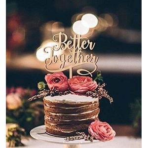 Beter samen cake topper hout rustieke bruiloft cake topper engagement/verjaardag/verjaardag taart decoratie