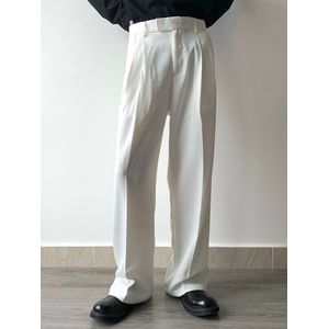 Iefb Effen Kleur Toevallige Mannen Pak Broek 2022 Koreaanse Stijl Modieuze Losse Veelzijdige Wijde Pijpen Broek 9A2299