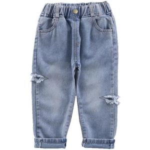 Jongens Jeans Herfst Jongens Denim Broek Kid Katoen Casual Lange Lengte Blauwe Broek Jongens Hole Broek Kinderen Jeans Maat 90-130