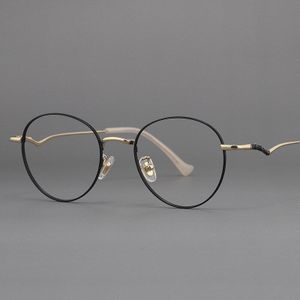 Pure Titanium Mannen Brillen Frame Vrouwen Ultralight Circulaire Bijziendheid Optische Bril Frame Bamboe Been Vrouwelijke Eyewear