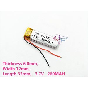 Beste Batterij 3.7V Lithium Polymeer Batterij 601235 061235 260Mah Voor Diy Mp3 Gps Psp Bluetooth Hoofdtelefoon BC31 V5.0