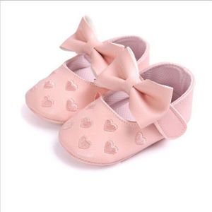 Meisje Schoenen Baby Strik Hart Borduur Zachte Zool Lederen Prewalker Sneakers Pasgeboren Crib Schoenen 0-18M