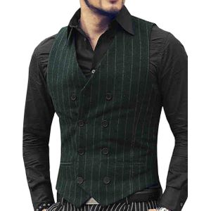 Heren Casual Pak Vest V-hals Notch Legergroen Vest Casual Formele Double-Breasted Bedrijf Vest Groomman Voor Bruiloft Vest