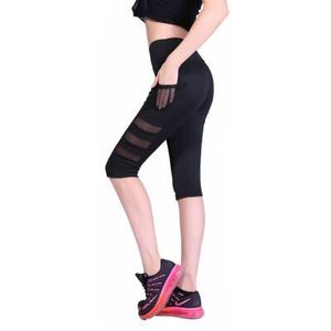 Zomer Running Tights Vrouwen 3/4 Solid Mesh splicing Elastische Ademend Yoga Sport Broek Slanke Compressie Gym Fitness Leggings