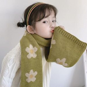 Sjaal Kinderen Herfst Winter Sjaal Baby Bloem Candy Kleur Sjaals Meisje Gebreide Thicken Warmer Koreaanse Stijl Zachte Halsdoek