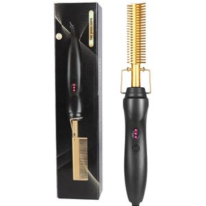 2 In 1 Stijltang Haar Krultang Elektrische Verwarming Kam Haar Glad Platte Ijzer Multifunctionele Rechttrekken Styling Tool