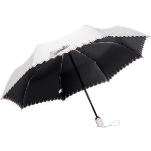 Automatische Drievoudige Paraplu Sunny Rain Dual-Gebruik Schaduw Vrouwen Paraplu Mini Draagbare Paraplu Winddicht Sterke Paraplu