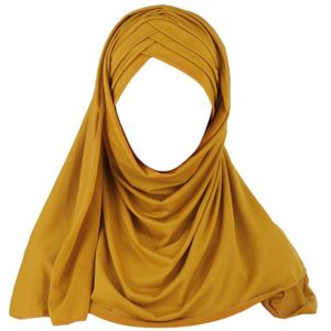 Vrouwen Melk Filer Effen Kleur 2 In 1 Tulband Hoed Instant Sjaal Maleisië Moslim Arabische Cross Plisse Hijab Cap Hoofd wrap Cover Islami
