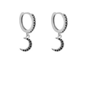 Inmaker Luxe Zwart Zirkoon 925 Sterling Zilveren Oorringen Cirkel Ronde Huggie Earring Voor Vrouwen Oorbellen Sieraden