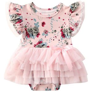 Peuter Kinderen Zomer Kleding Baby Meisje Kant Tutu Romper Jumpsuit Baby Meisje Bloemen Bodysuit Sunsuit Outfits