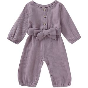 Baby Lente Herfst Kleding Pasgeboren Baby Meisjes Linnen Romper Katoen Linnen Jumpsuit Lange Mouwen Playsuit Kleding Outfits