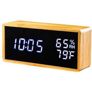 Houten Temperatuur Vochtigheid Monitor Sound Control Snooze Led Digitale Wekker
