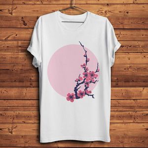 Sakura Pruimenbloesem Natuurlijke Artistieke T-shirt O-hals Zomer Korte T-shirt Mannen Wit Casual T-shirt Unisex Streetwear
