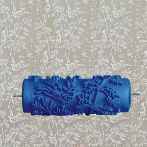 Decoratieve Muur Verfroller Zonder Hand Grip, Bladeren 002Y,5Inch Blauw Rubber Roller Muur Decoratie Schilderen Roller